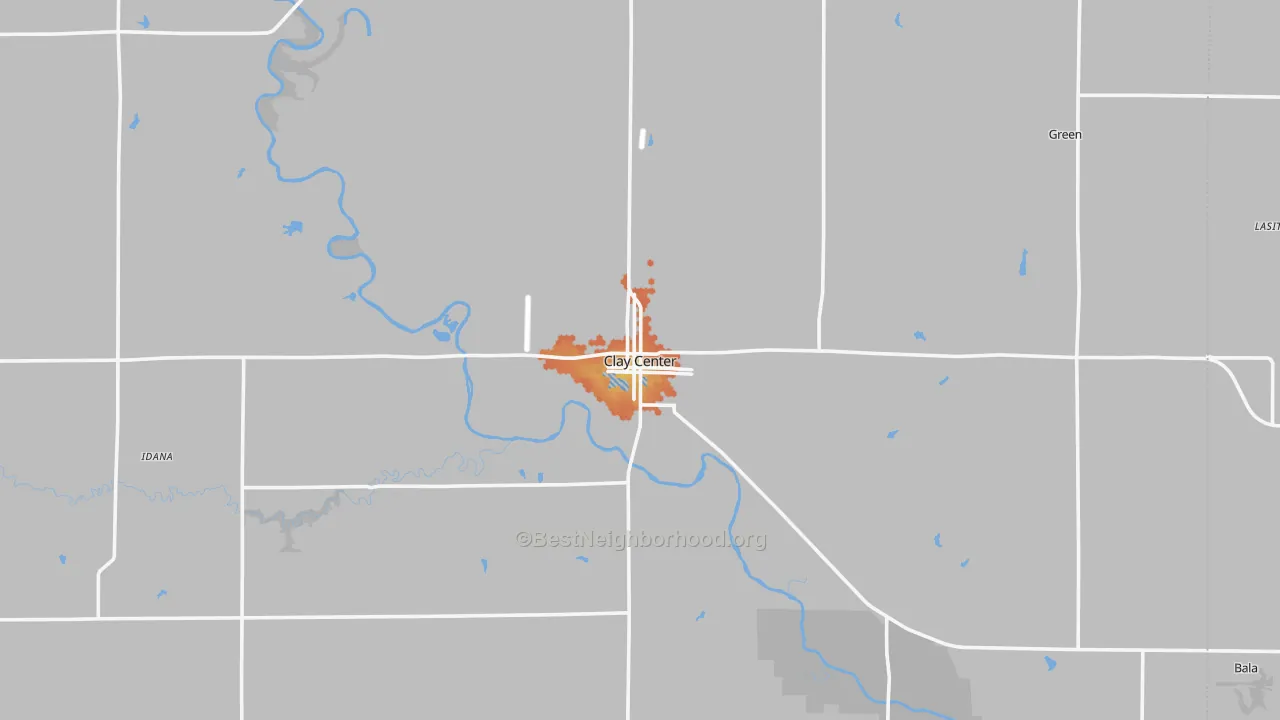 Bike Grade map of Clay Center, KS