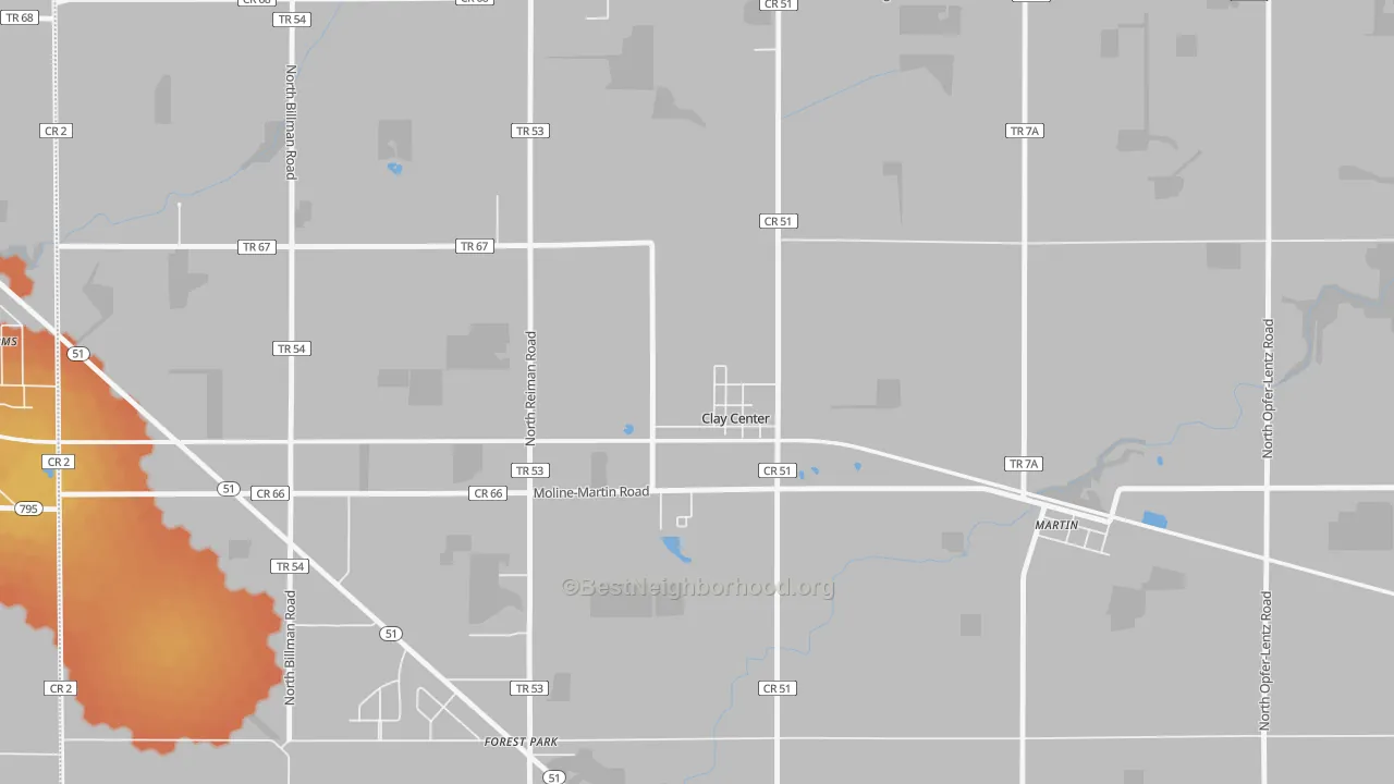 Bike Grade map of Clay Center, OH