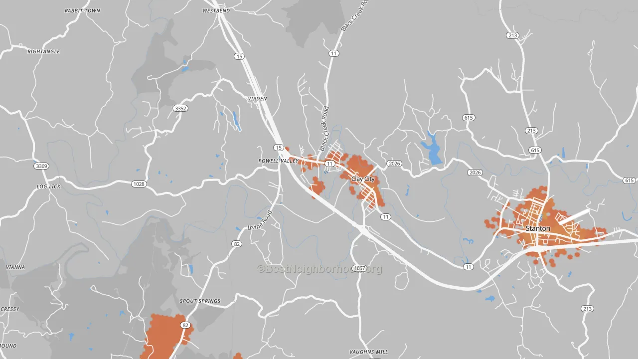 Bike Grade map of Clay City, KY