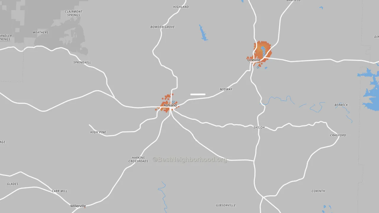 Bike Grade map of Clay County, AL