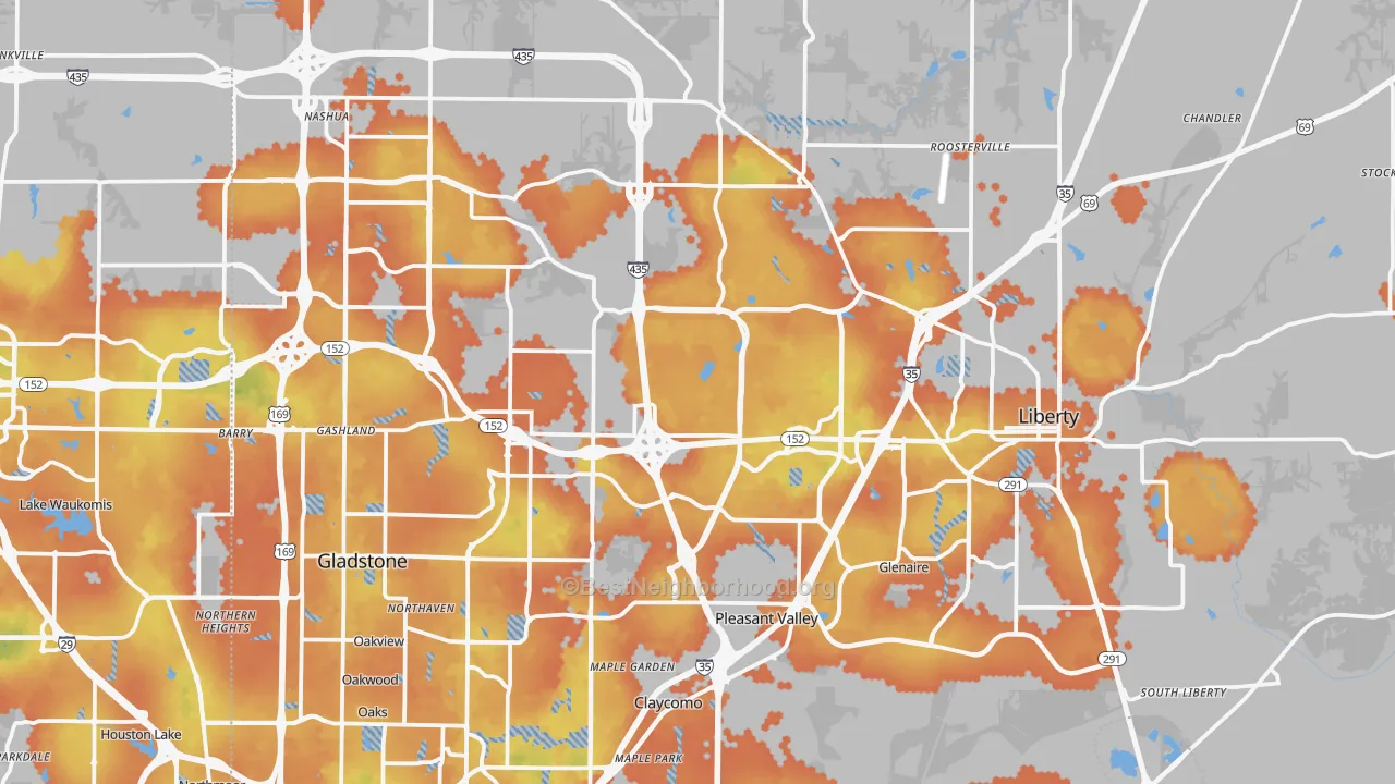 Bike Grade map of Clay County, MO