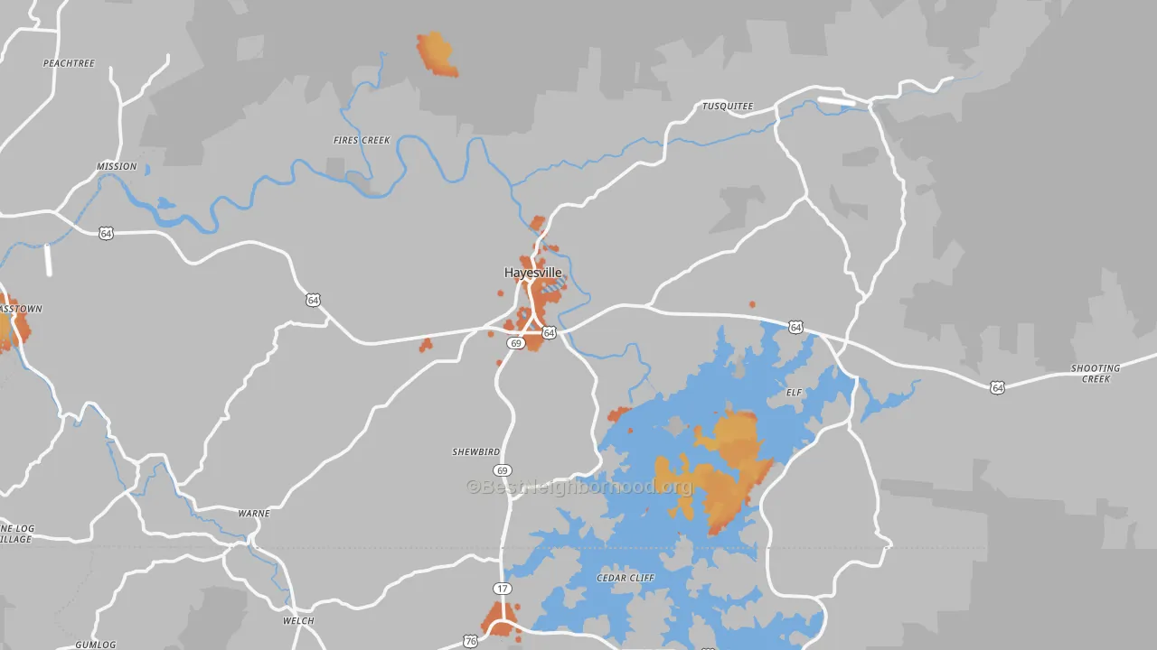 Bike Grade map of Clay County, NC