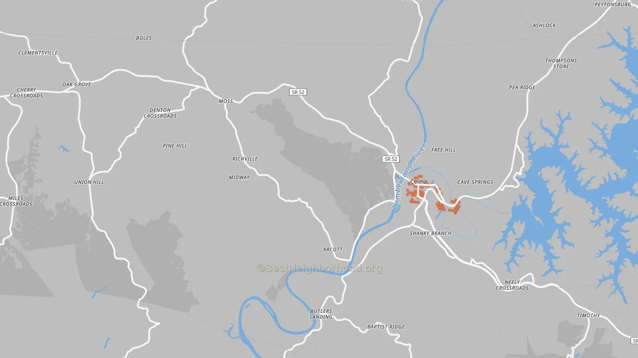 Bike Grade map of Clay County, TN