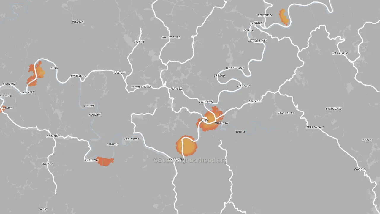 Bike Grade map of Clay County, WV