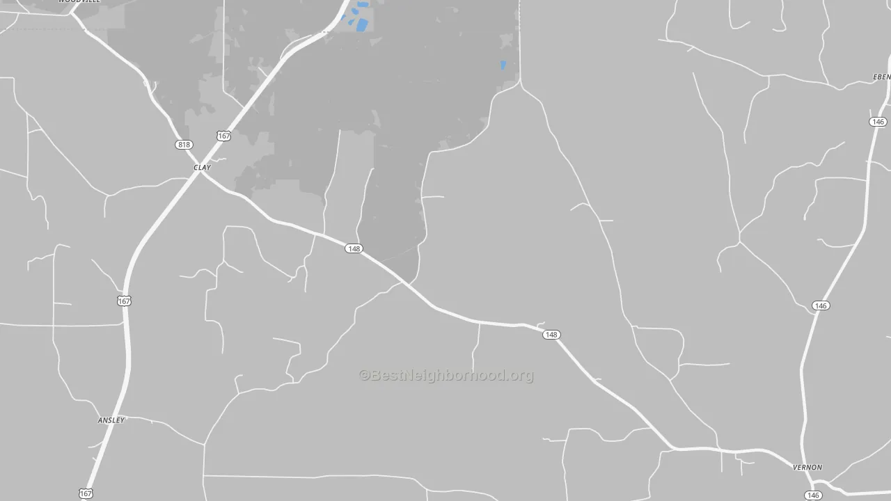 Bike Grade map of Clay, LA
