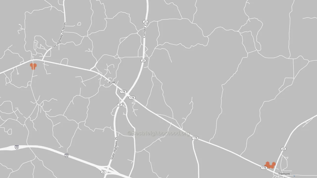 Bike Grade map of Clay, MS