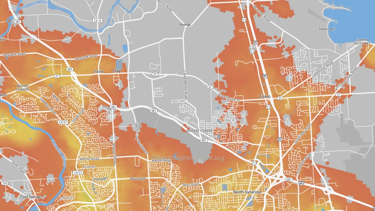 Bike Grade map of Clay, NY