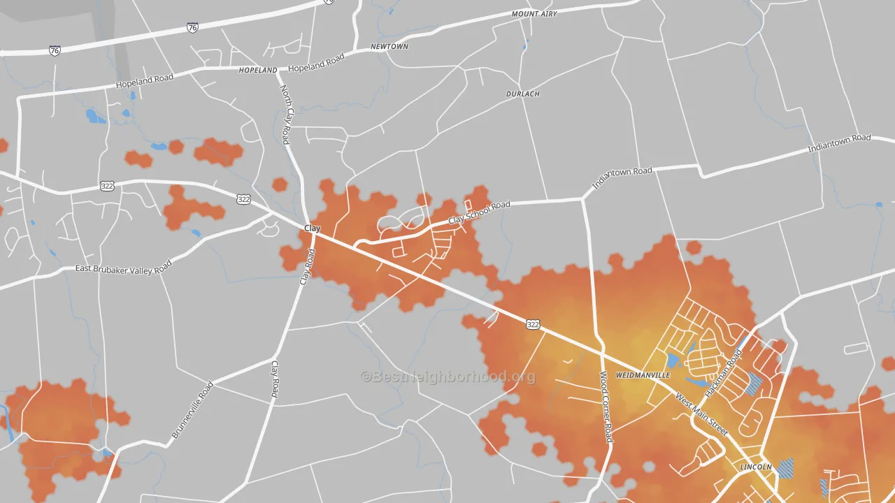 Bike Grade map of Clay, PA