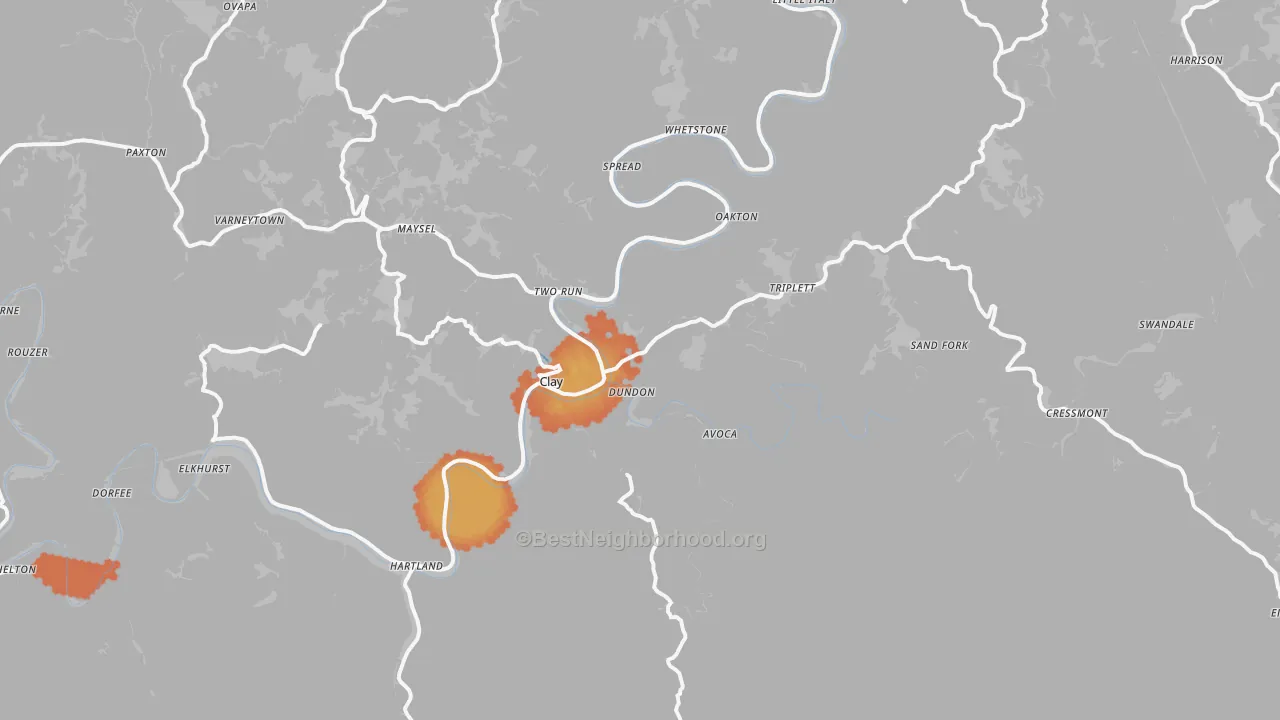 Bike Grade map of Clay, WV