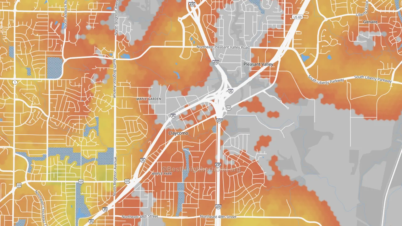 Bike Grade map of Claycomo, MO