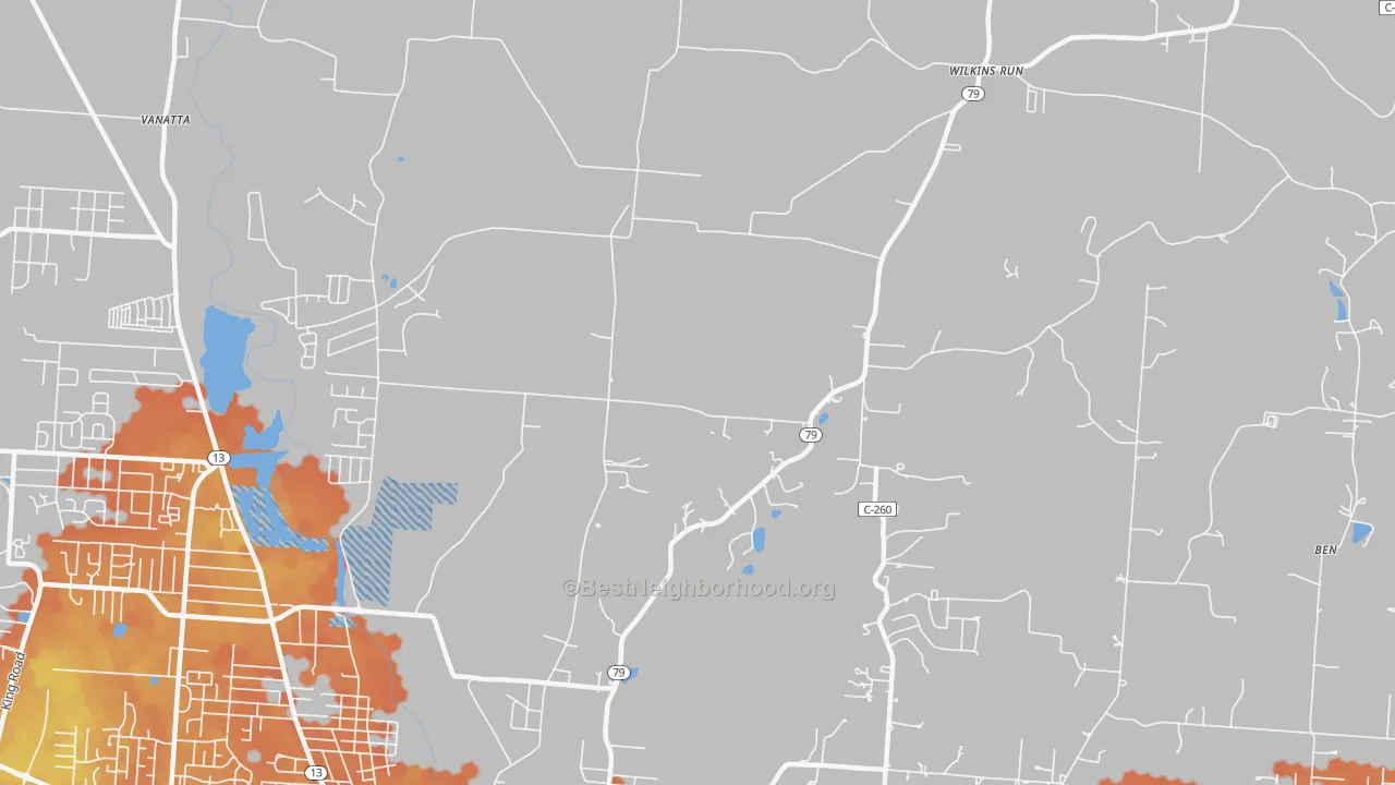 Bike Grade map of Claylick, OH
