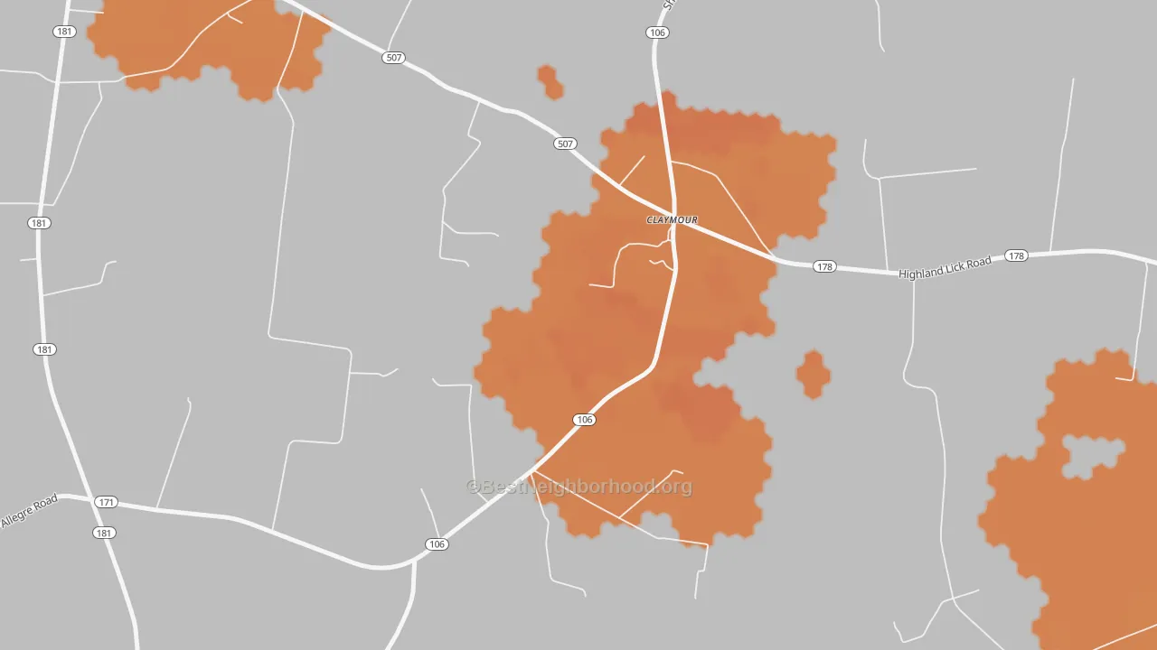 Bike Grade map of Claymour, KY