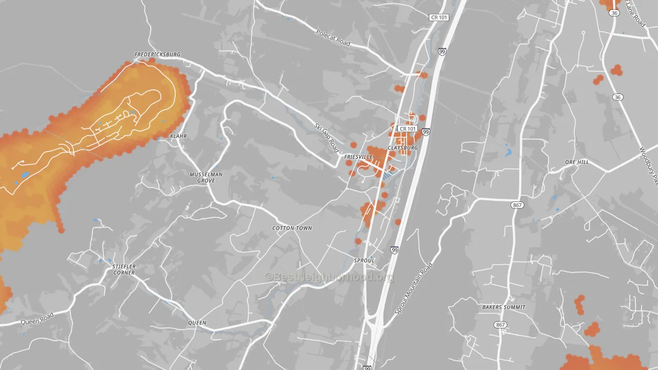 Bike Grade map of Claysburg, PA