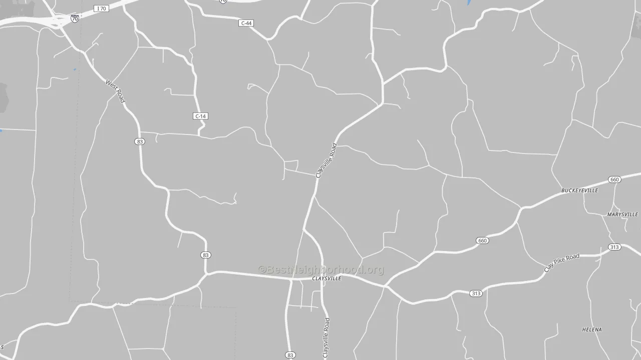 Bike Grade map of Claysville, OH