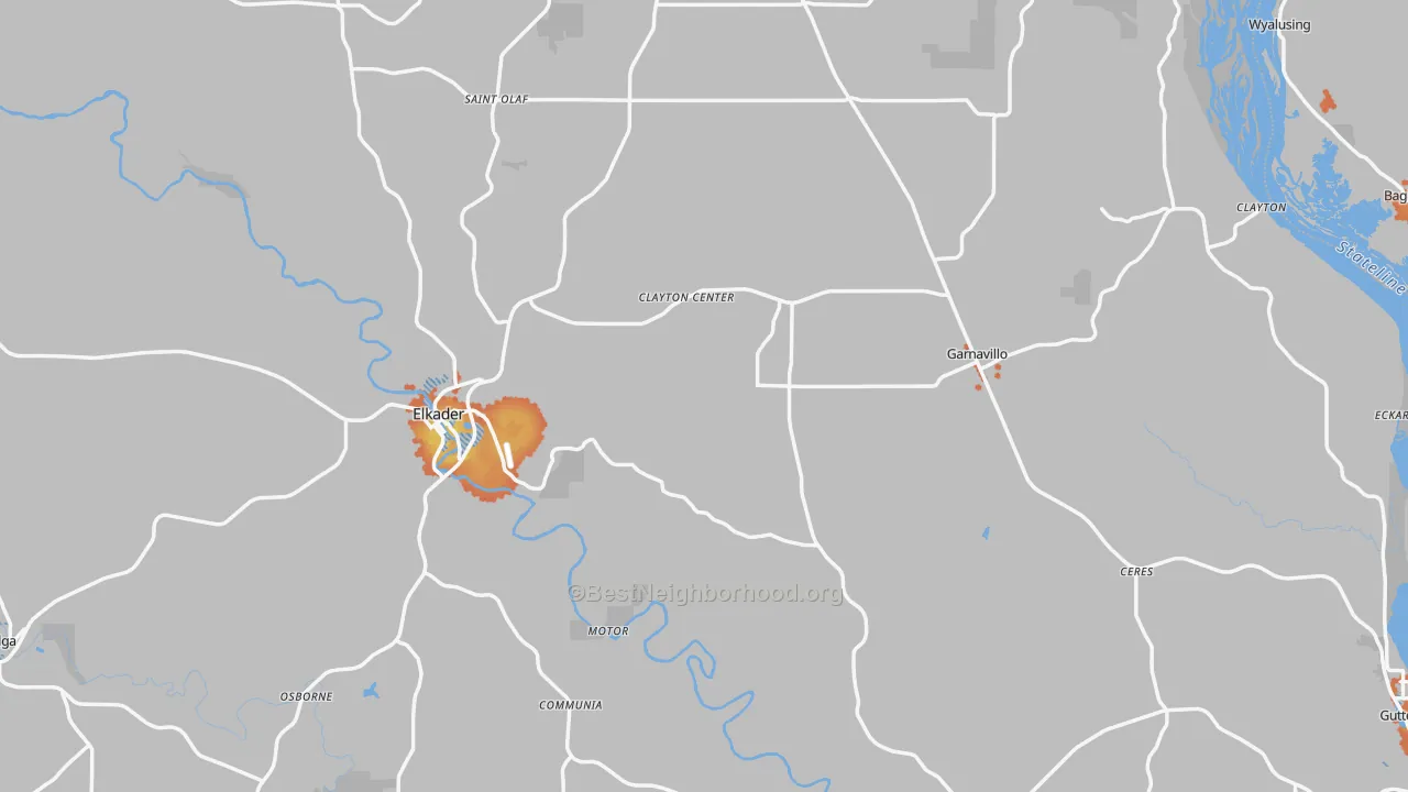 Bike Grade map of Clayton County, IA