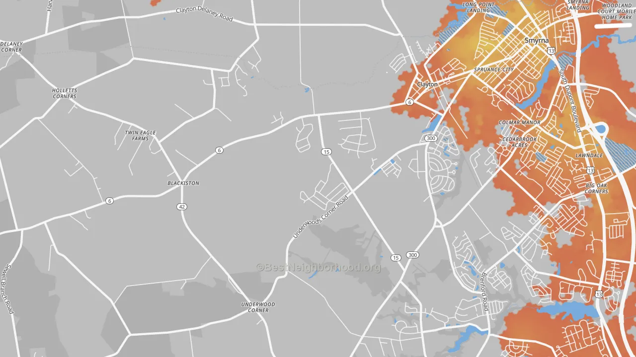 Bike Grade map of Clayton, DE