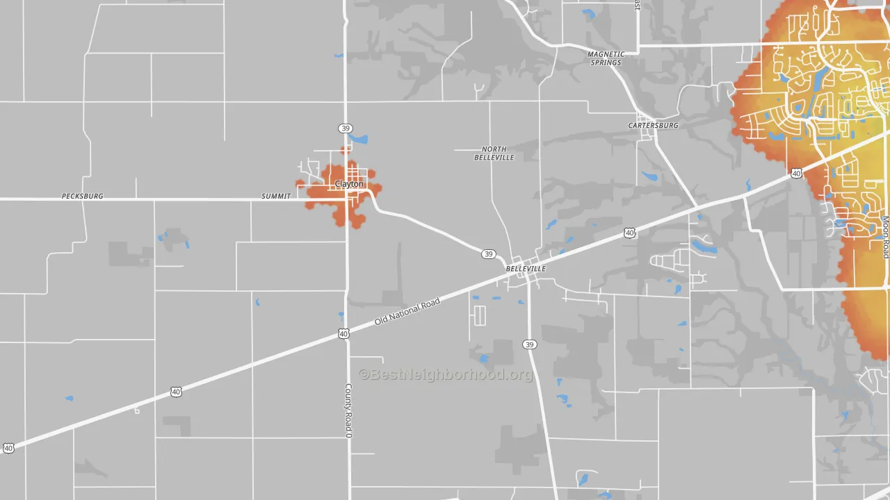 Bike Grade map of Clayton, IN