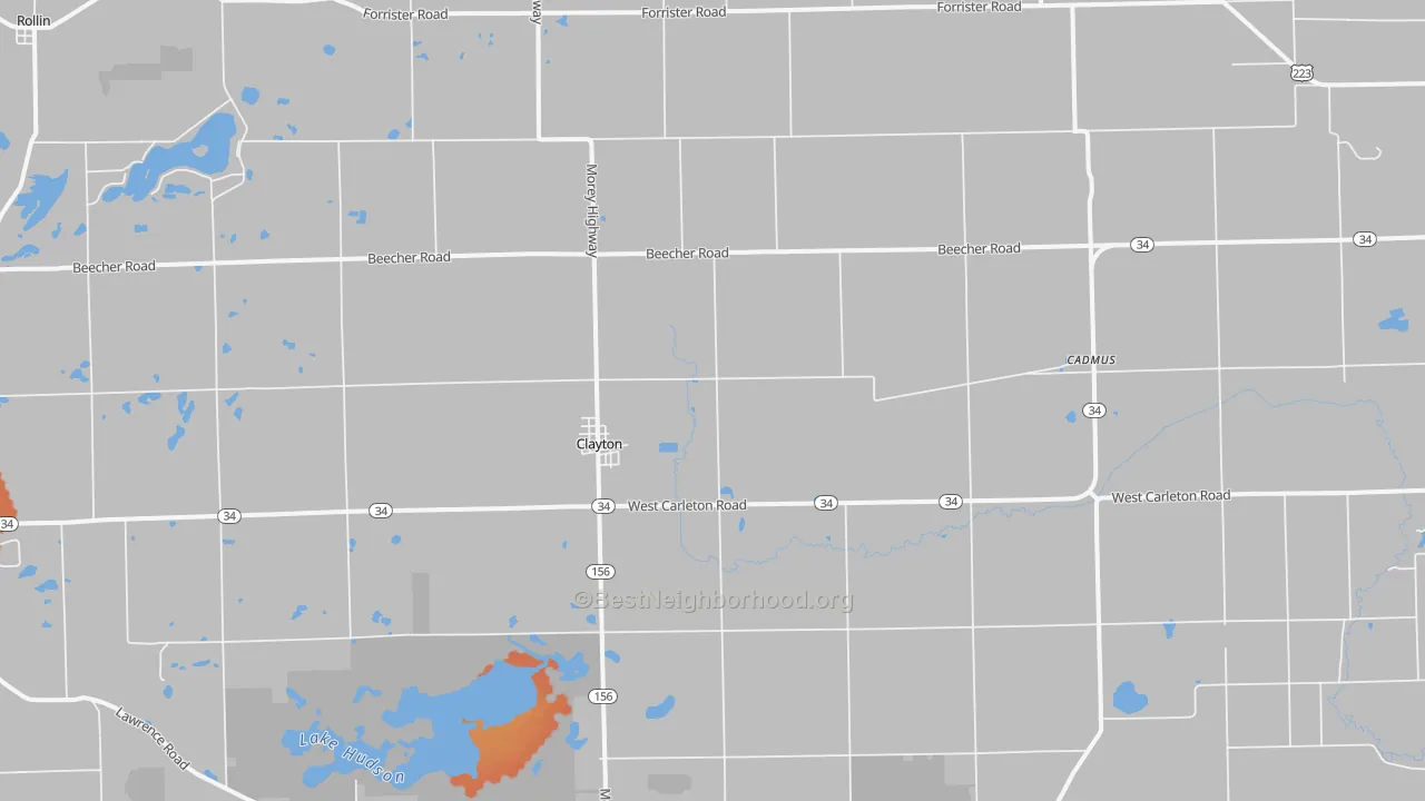 Bike Grade map of Clayton, MI