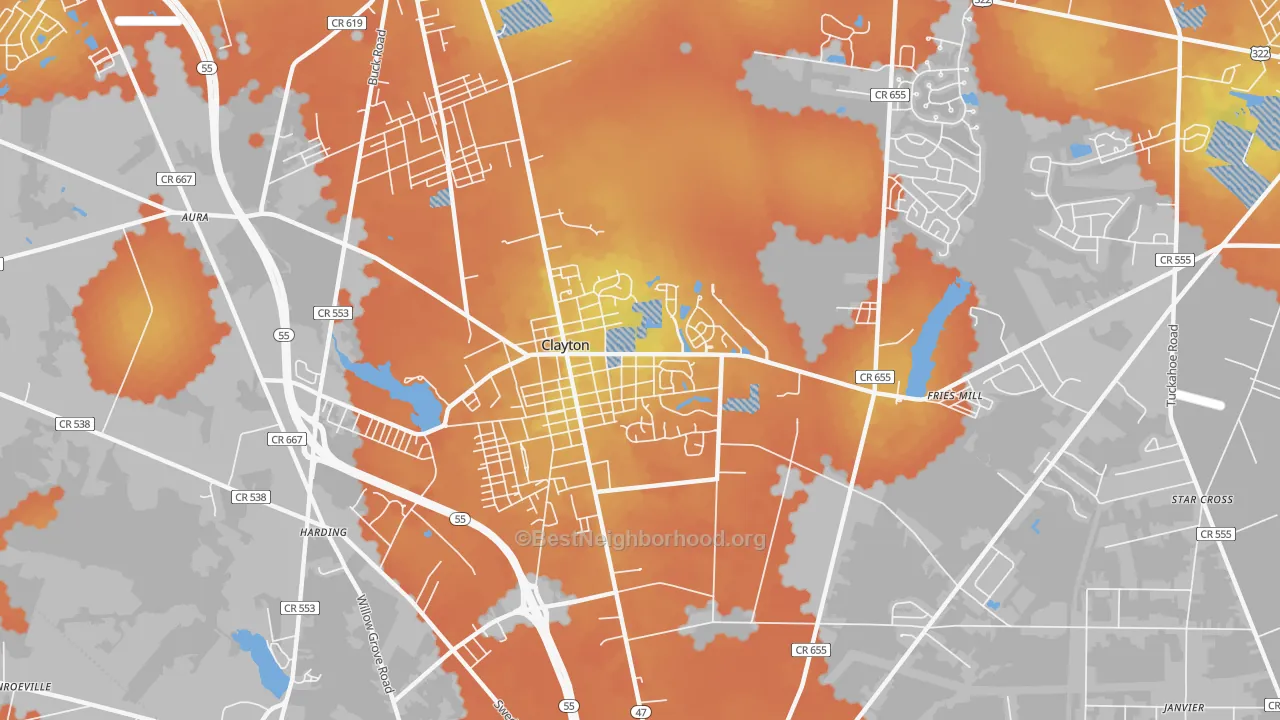 Bike Grade map of Clayton, NJ