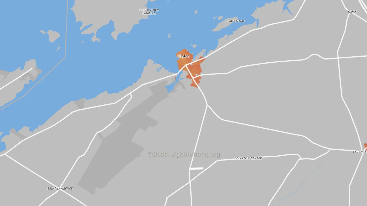 Bike Grade map of Clayton, NY