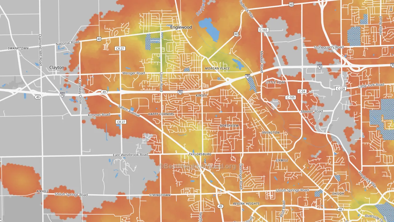 Bike Grade map of Clayton, OH