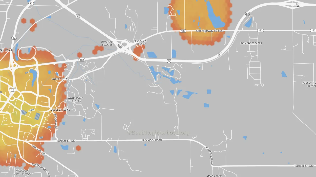 Bike Grade map of Clayton Village, MS
