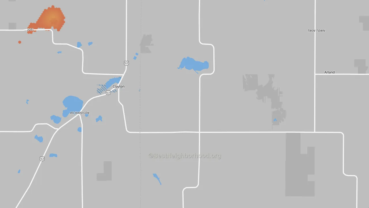 Bike Grade map of Clayton, WI