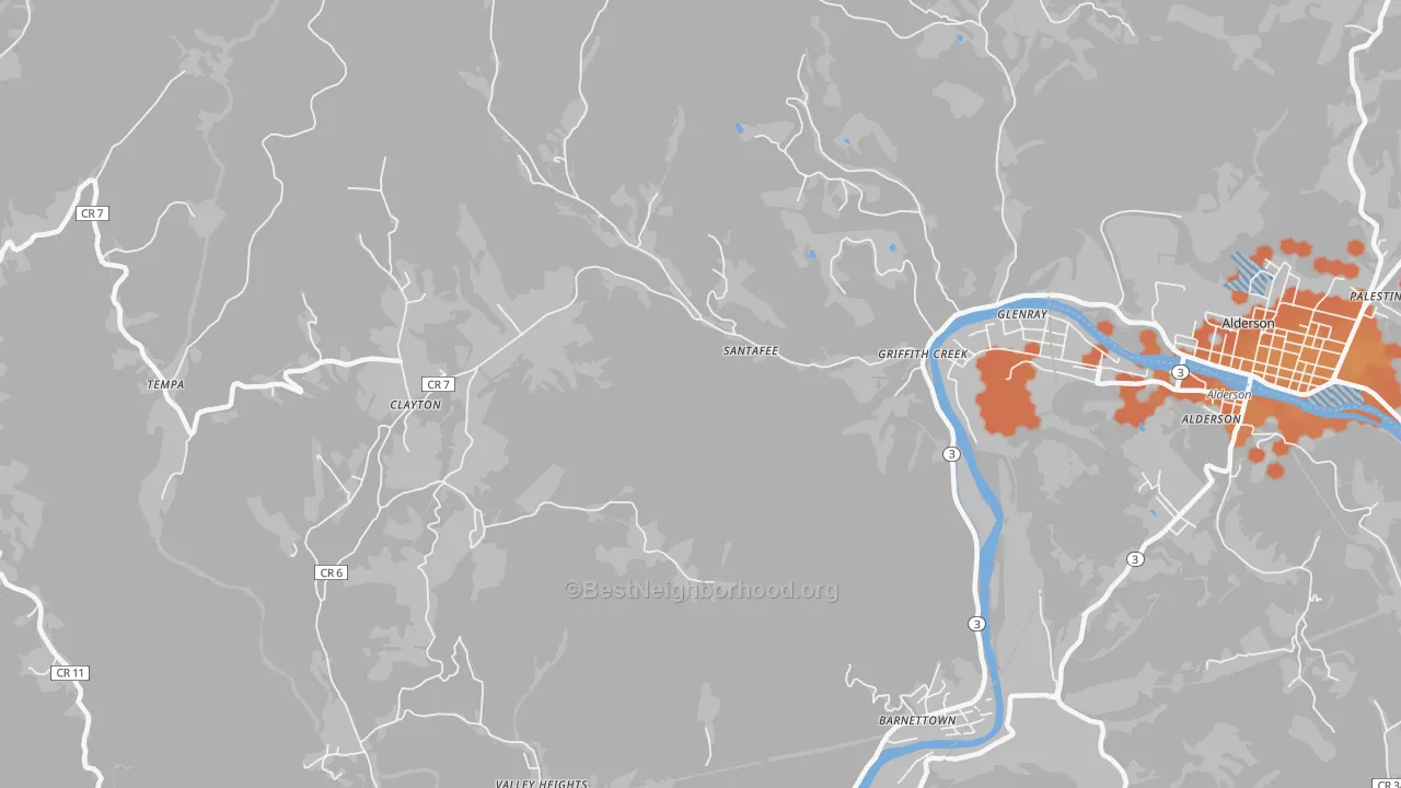 Bike Grade map of Clayton, WV