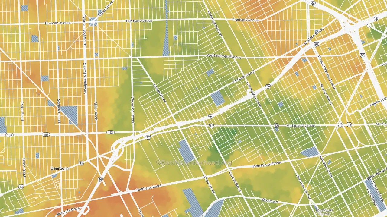 Bike Grade map of Claytown, Detroit, MI
