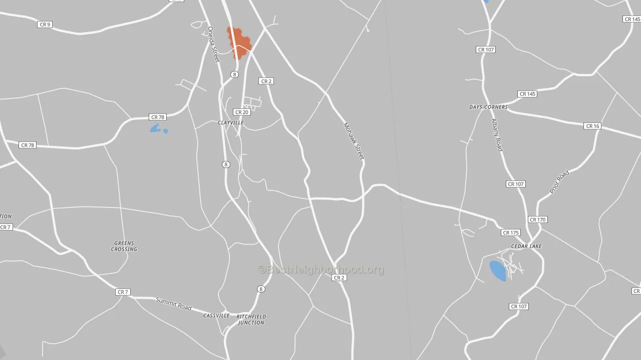 Bike Grade map of Clayville, NY