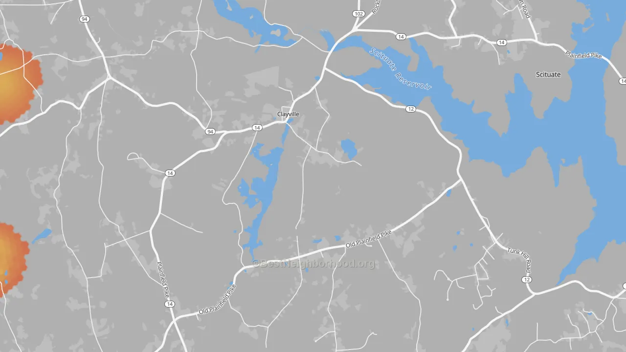 Bike Grade map of Clayville, RI