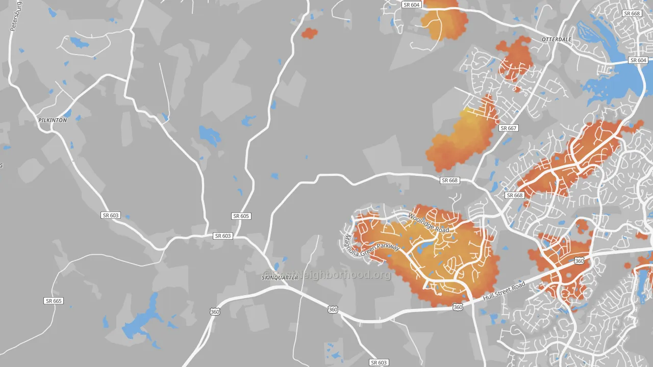 Bike Grade map of Clayville, VA