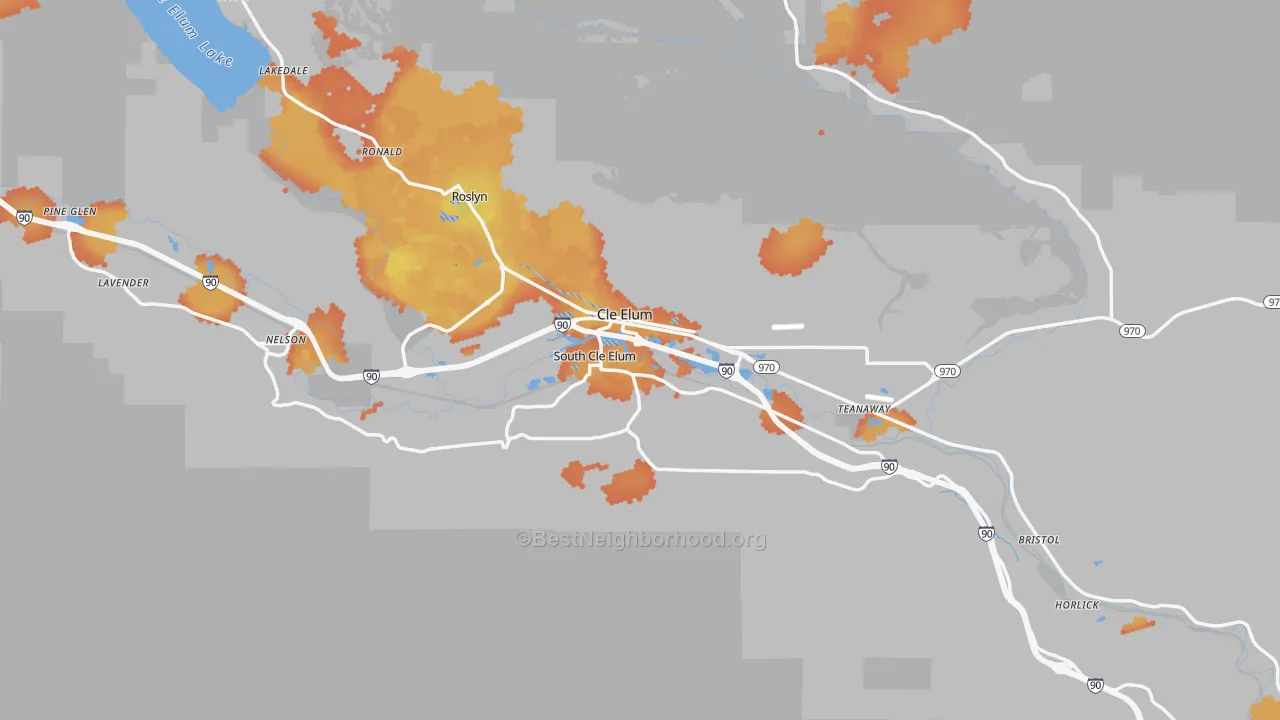 Bike Grade map of Cle Elum, WA