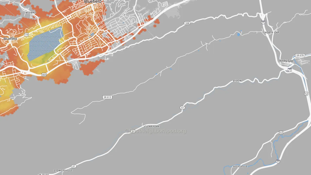 Bike Grade map of Clear Fork, VA