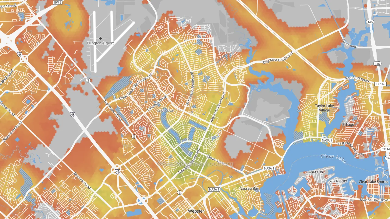 Bike Grade map of Clear Lake, Houston, TX
