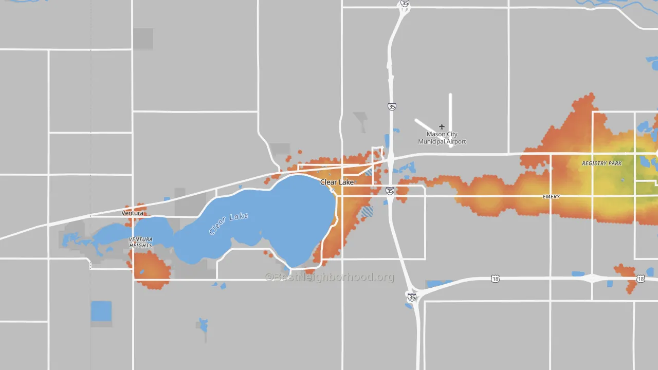 Bike Grade map of Clear Lake, IA