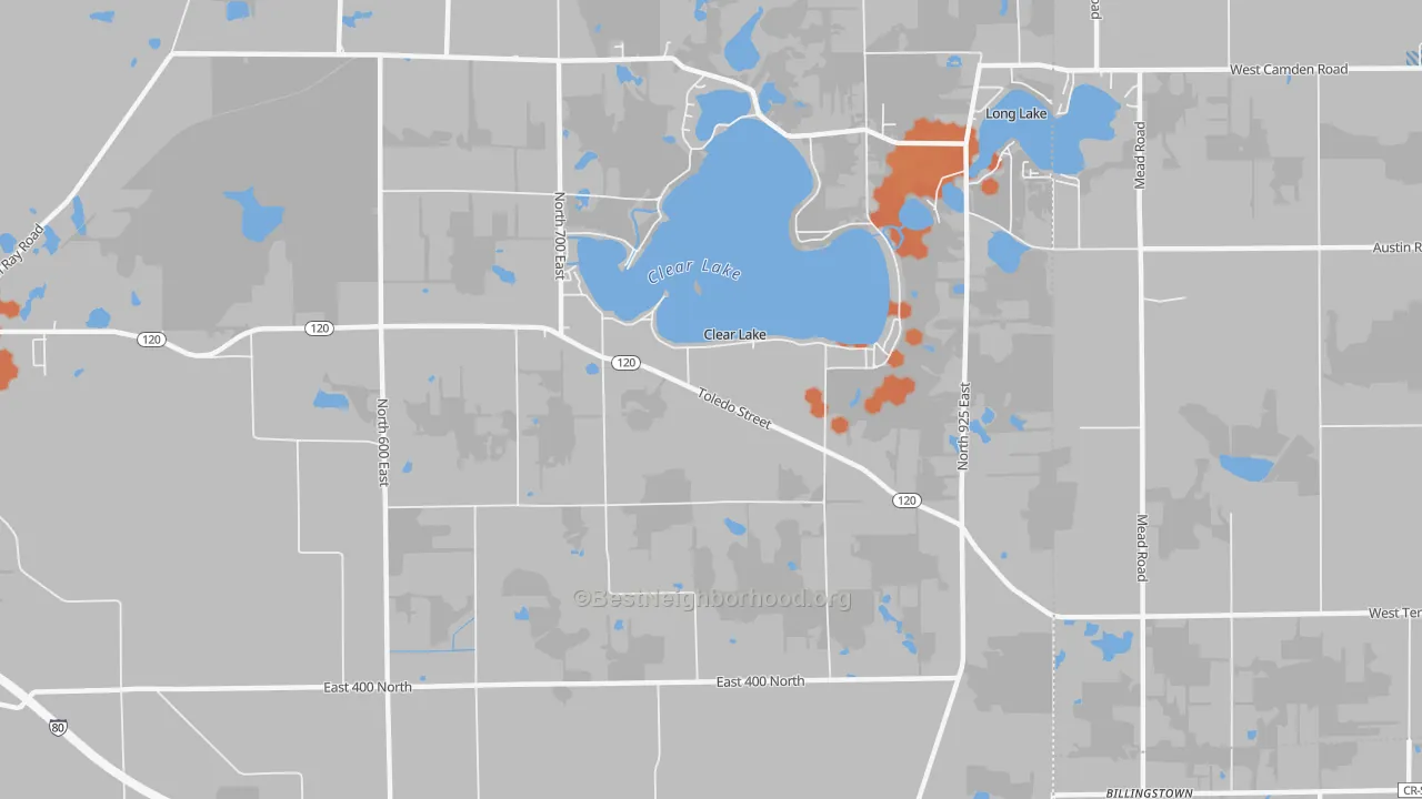 Bike Grade map of Clear Lake, IN