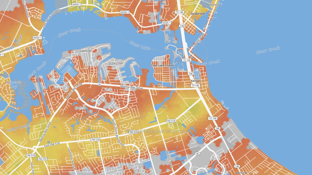 Bike Grade map of Clear Lake Shores, TX