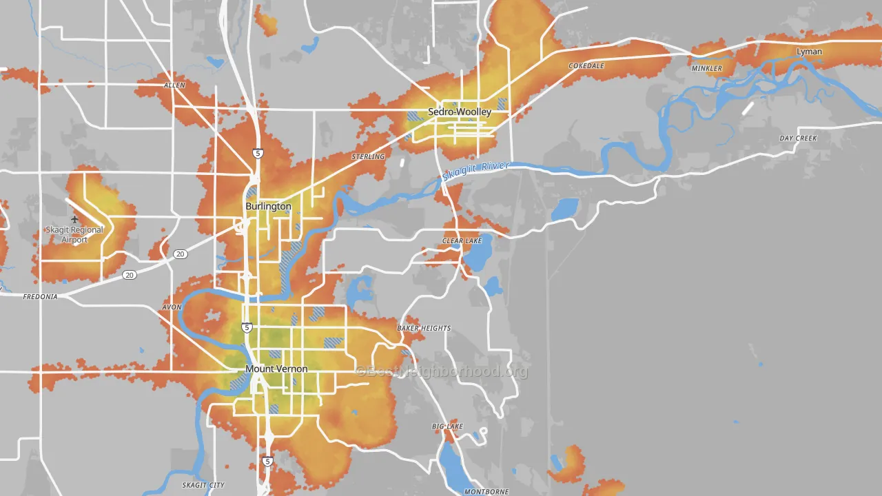 Bike Grade map of Clear Lake, WA