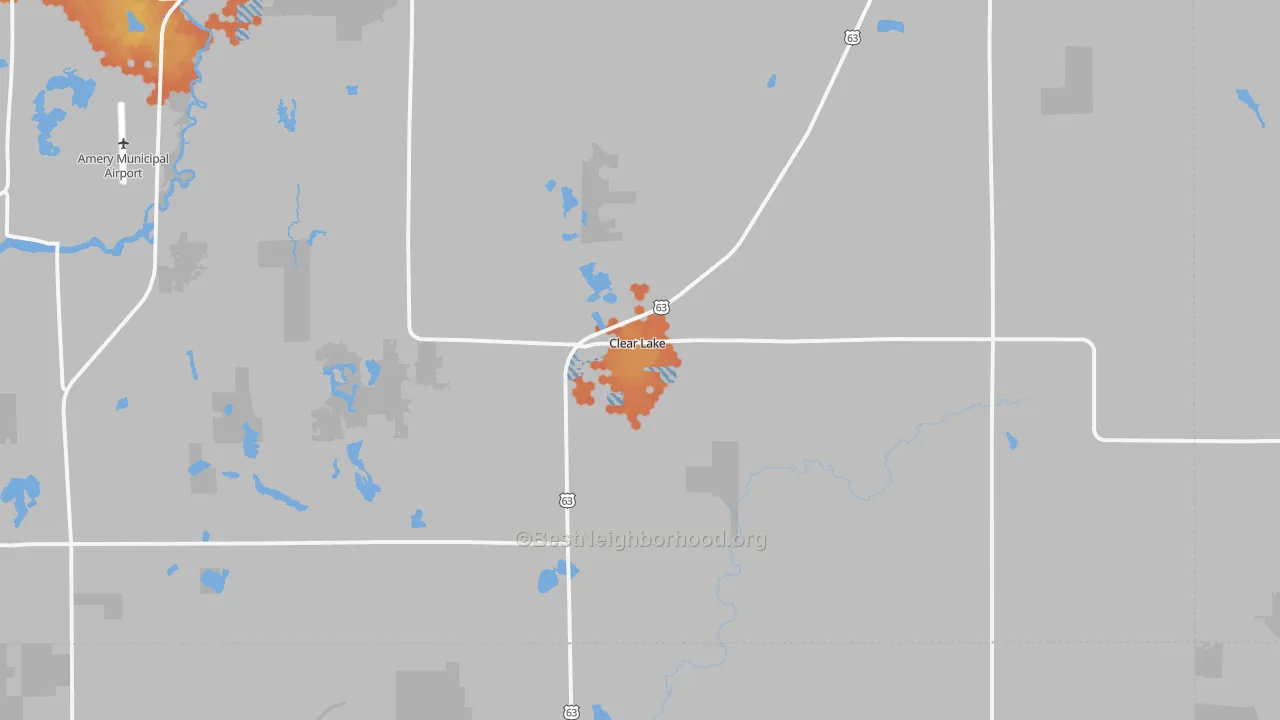 Bike Grade map of Clear Lake, WI