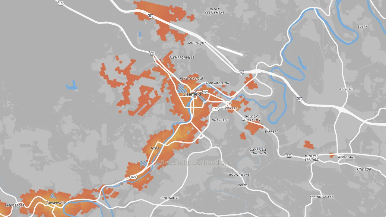 Bike Grade map of Clearfield, PA