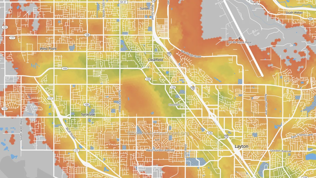 Bike Grade map of Clearfield, UT