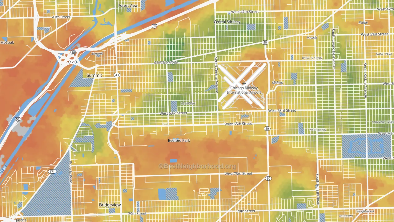 Bike Grade map of Clearing, Chicago, IL