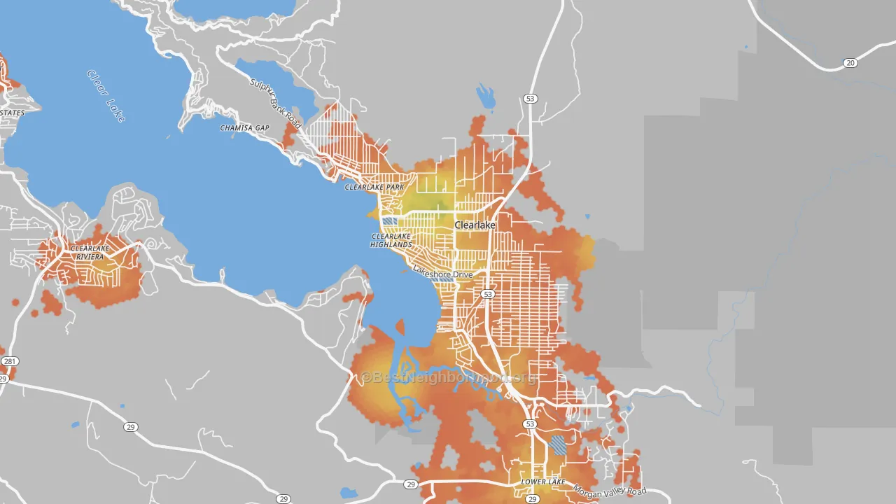 Bike Grade map of Clearlake, CA
