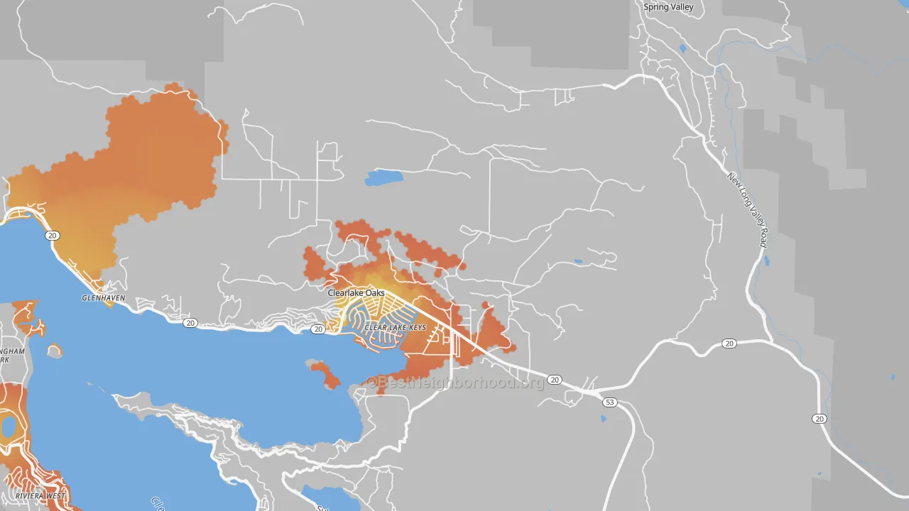 Bike Grade map of Clearlake Oaks, CA