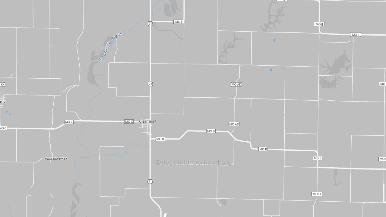 Bike Grade map of Clearmont, MO