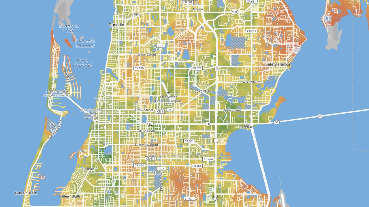 Bike Grade map of Clearwater, FL