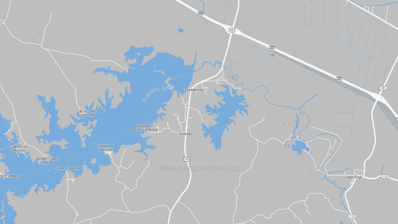 Bike Grade map of Clearwater, LA