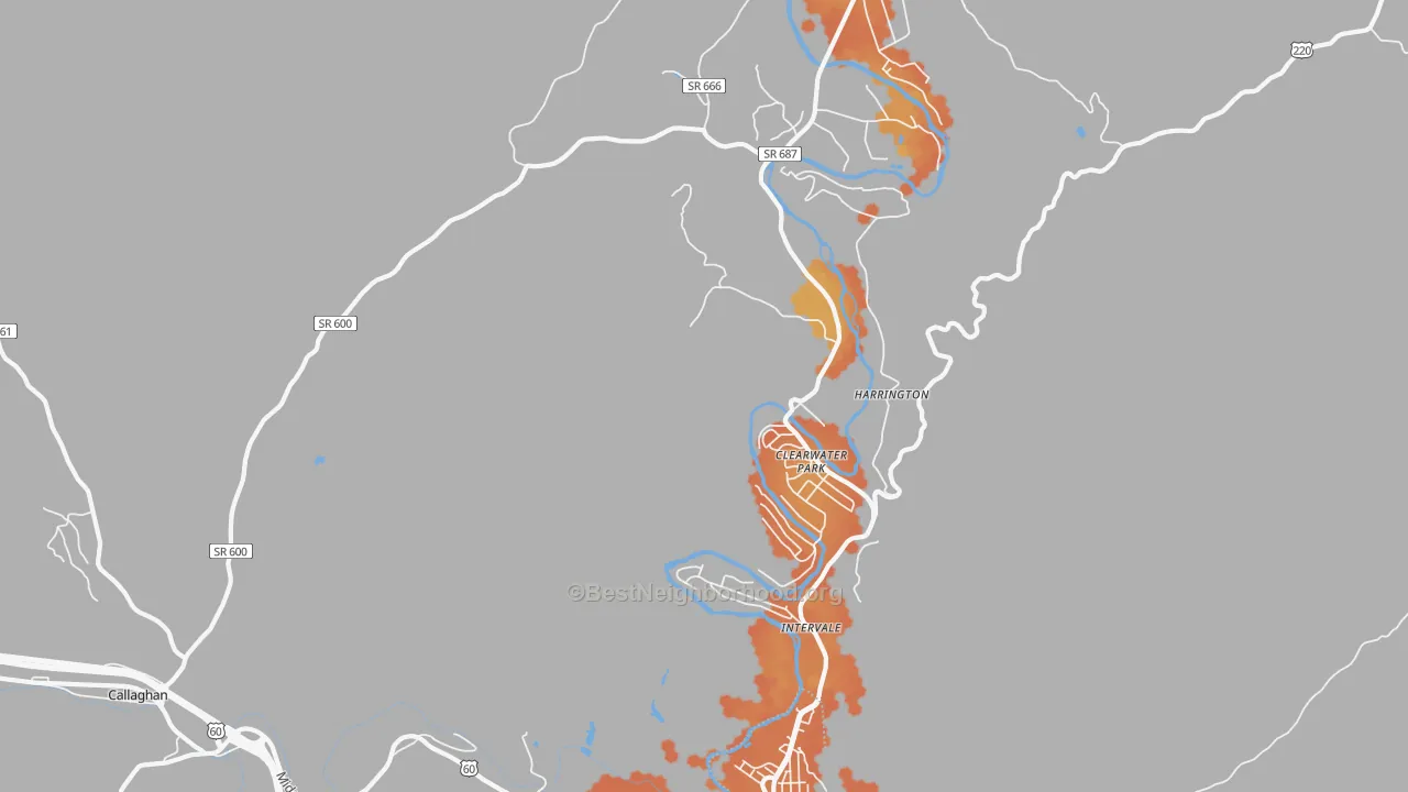 Bike Grade map of Clearwater Park, VA