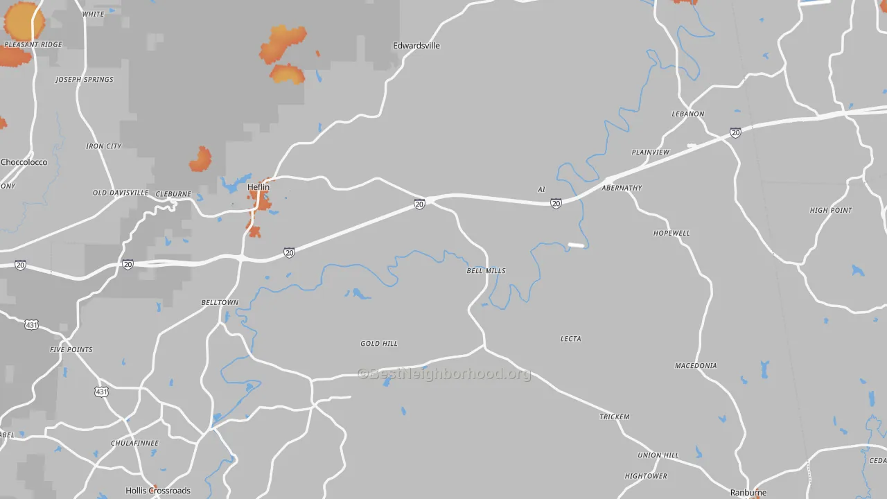 Bike Grade map of Cleburne County, AL